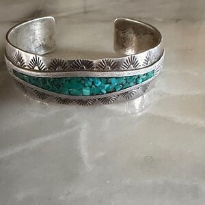Vintage sterling turquoise cuff